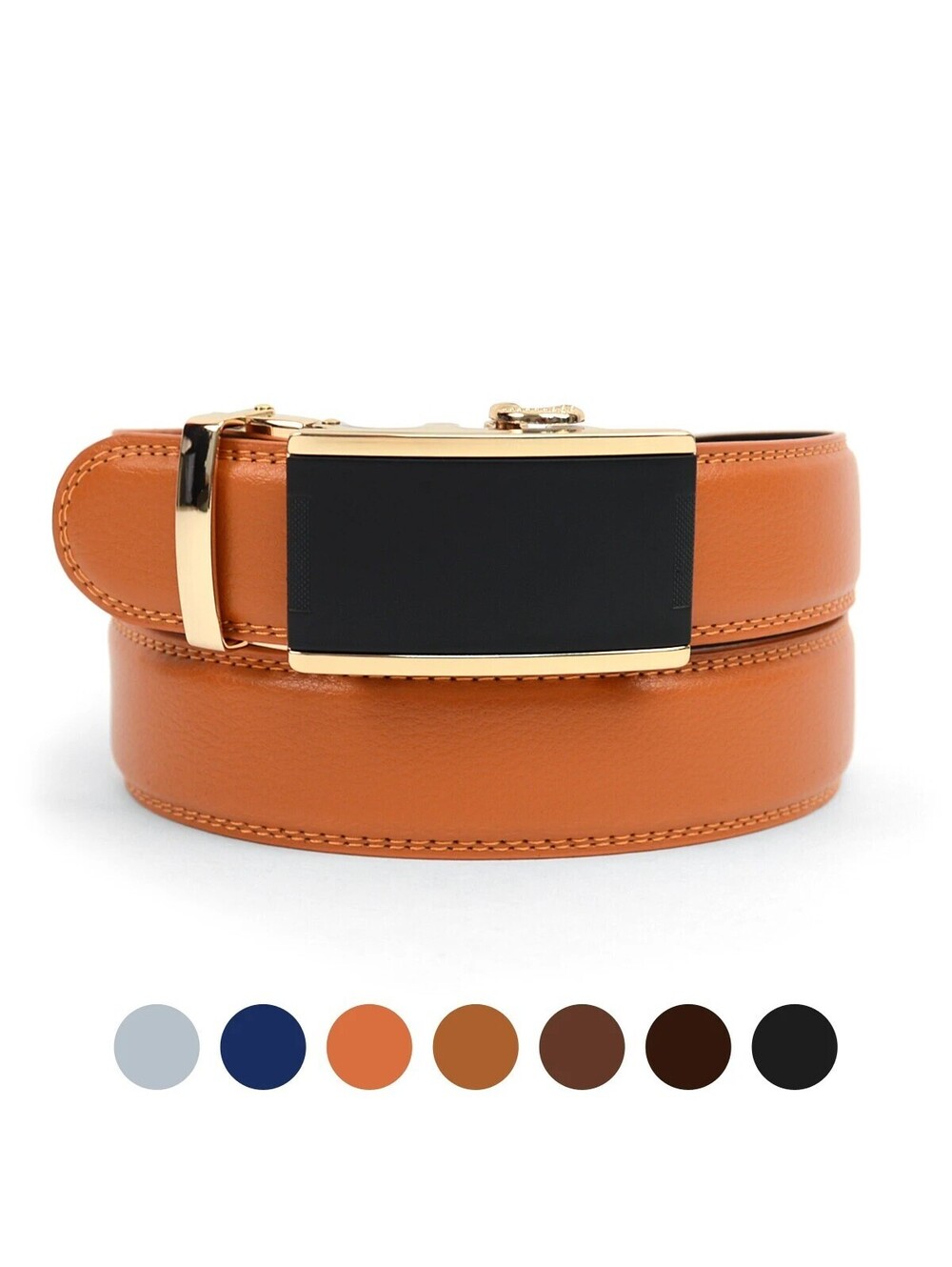 MGLBB11-GY Sliding Buckle Gray 46" Men's Genuine Leather Strap Ratchet Belt